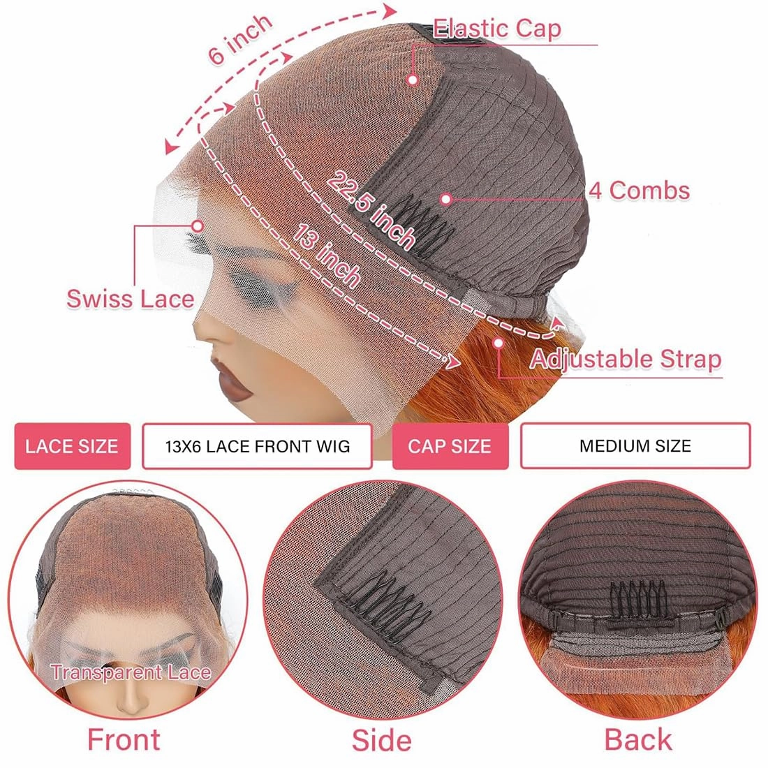 HOT STAR HD Lace Front Wigs Human Hair Ginger Color 28 Inch 13x6 HD Orange Body Wave Lace Frontal Wigs for Women 180% Density Pre Plucked Glueless Wig With Baby Hair