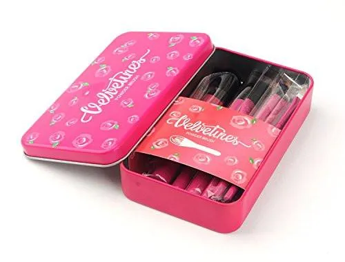House of Quirk Cosmetic Makeup Natural Professional Brushes Set or Kit - 12Pcs With Tin Storage Container (PINK)