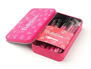 House of Quirk Cosmetic Makeup Natural Professional Brushes Set or Kit - 12Pcs With Tin Storage Container (PINK)