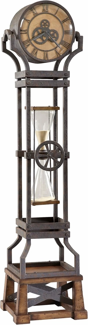 Howard Miller Pace Floor Clock II, Wood Finish with Convex Glass Crystal Triple-Chime Movement, Roman Numeral Volume Control Steampunk Timepiece for Home Decor, Office & Living Room