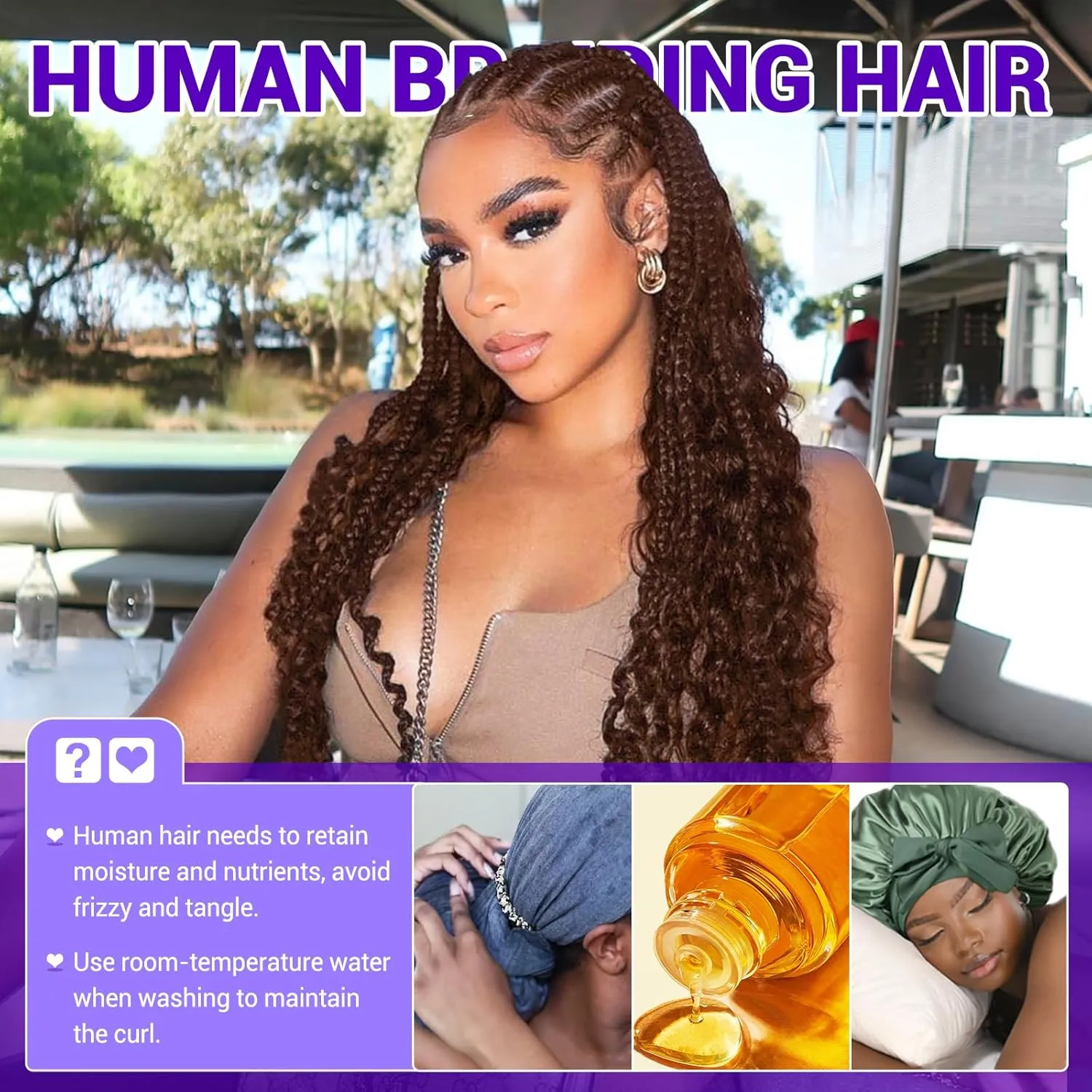 Human Braiding Hair for Boho Braids 110g 20 Inch Deep Wave Boho Bulk Human Hair for Braiding Knotless 12A Wet and Wavy Bohemian 3 No Weft Bundles/Pack Curly Braids Honey Blonde