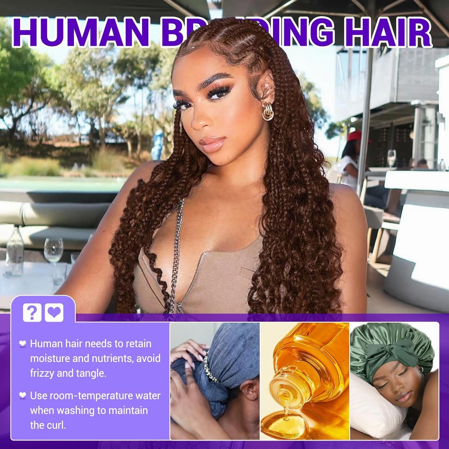 Human Braiding Hair for Boho Braids 110g Deep Wave Boho Bulk Human Hair for Braiding Knotless 12A Wet and Wavy Bohemian 3 No Weft Bundles/Pack Curly Braids Auburn Ginger 18 Inch