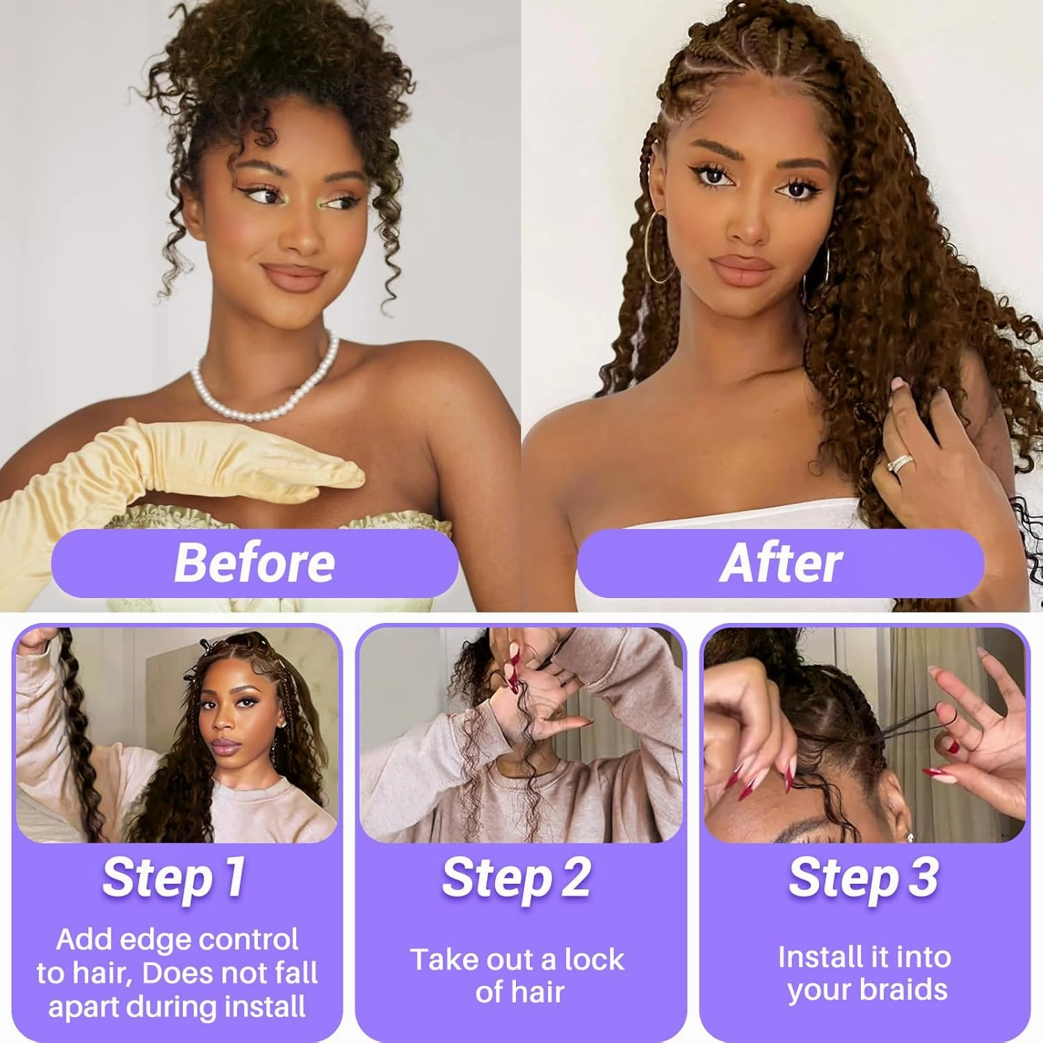 Human Braiding Hair for Boho Braids 110g Deep Wave Boho Bulk Human Hair for Braiding Knotless 12A Wet and Wavy Bohemian 3 No Weft Bundles/Pack Curly Braids Brown 18 Inch