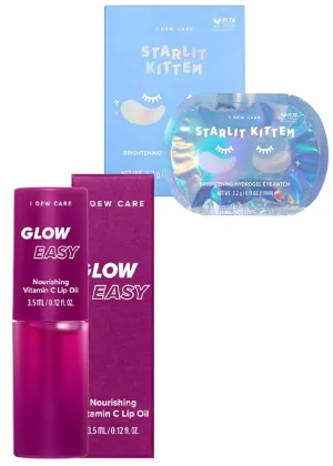 I DEW CARE Hydrogel Eye Patch - Starlit Kitten, 5 EA   Lip Oil Gloss - Glow Easy, 0.12 Fl Oz Bundle