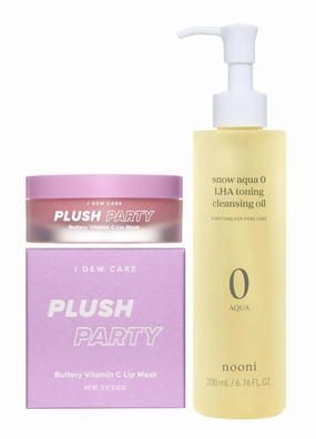 I Dew Care Korean Lip Sleeping Mask, 0.42 Oz   NOONI Korean Cleansing Oil - Snow Aqua 0 LHA Toning Pore Care Korean Facial Oil Cleanser, 6.76 fl.oz Bundle
