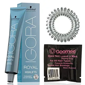 Igora Royal 10-1 Ultra Blonde Cendre Highlifts Permanent Hair Color and Goomee The Markless Hair Loop Single Pack Diamond Clear (Bundle 2 items)