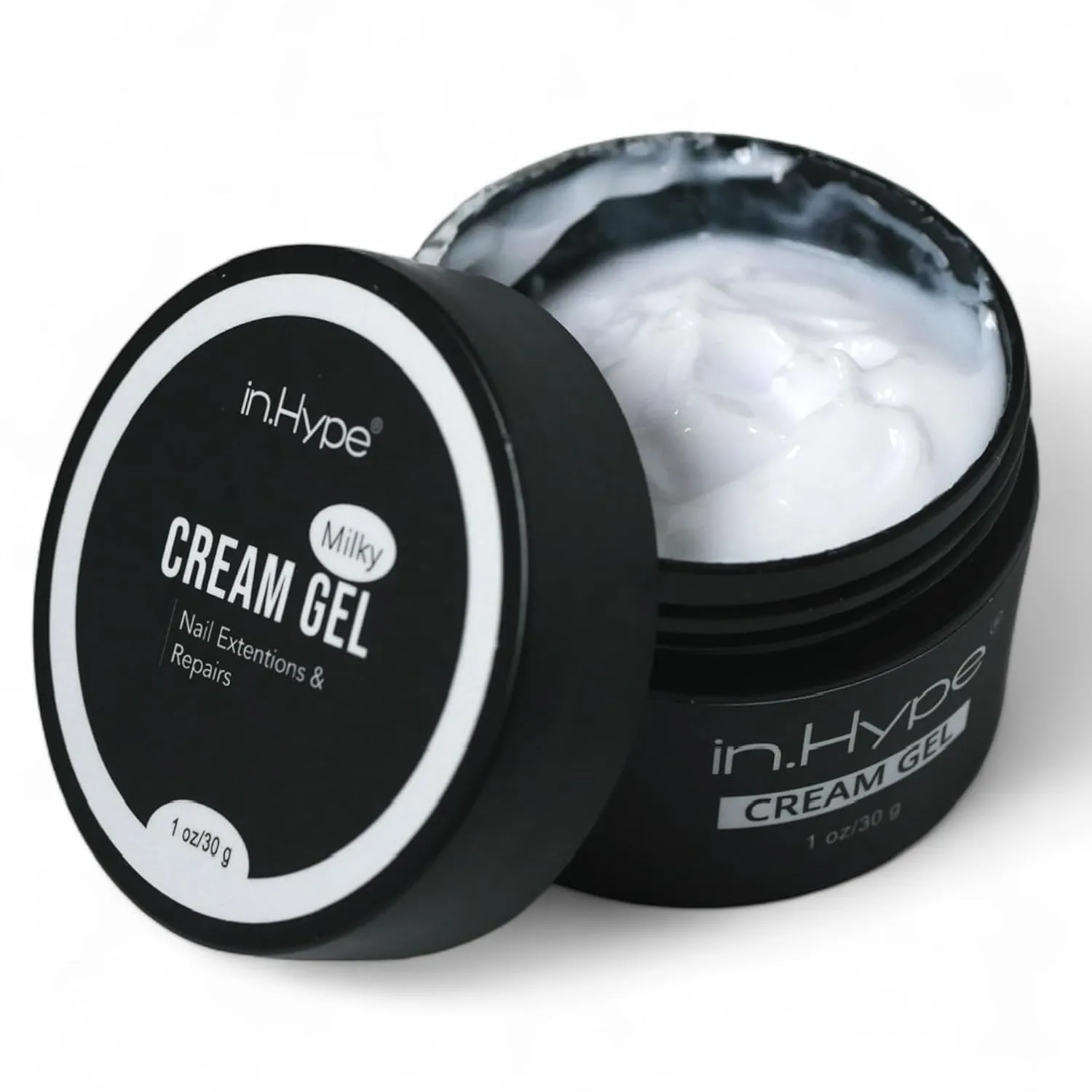 IN.HYPE LED/UV HARD Cream Builder Gel for Extra Long Nail Extensions Jelly Thick for Nail Repair, Strengthening Beige Nude - Milky White