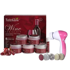 Instant Glow Beauty Wine Facial kit with Goodness Of Red Grape Extracts, All Type of Skin Solution for men & women 260 gm With Free 5 in 1 Face Massager for Facial for Women & Men
