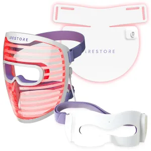 iRestore 3-Zone Red Light Therapy Set – Face, Eye, and Neck & Chest LED Masks for Targeted Skincare Across Delicate and Full Coverage Areas