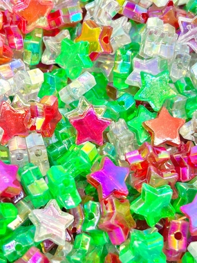 Iridescent Christmas Star Bead Mix