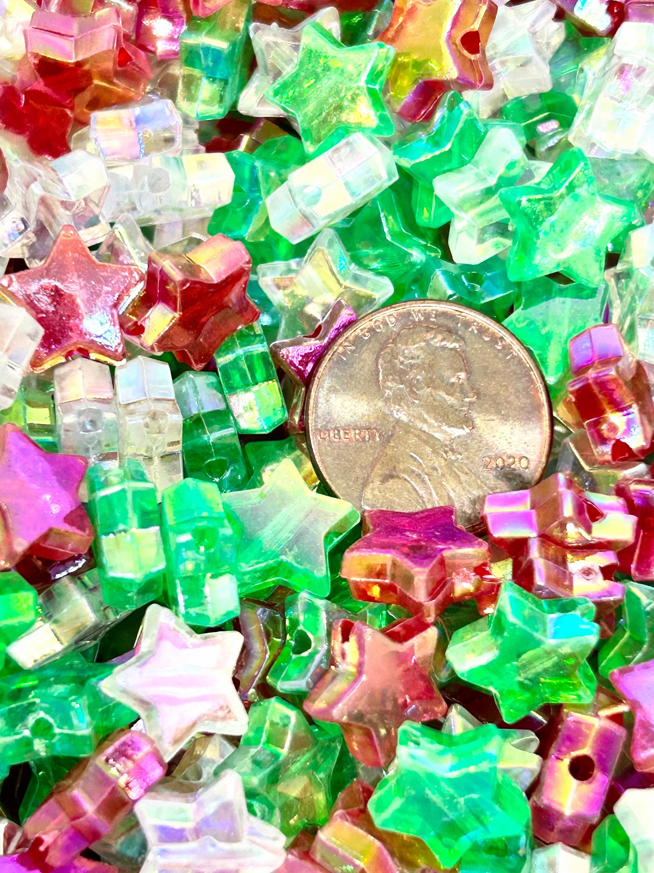 Iridescent Christmas Star Bead Mix