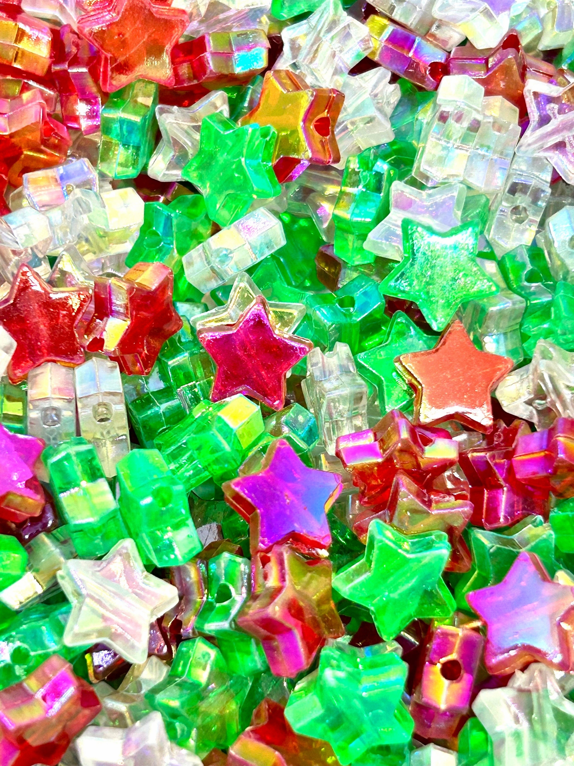 Iridescent Christmas Star Bead Mix