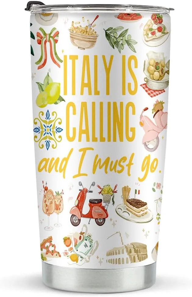 Italy Travel Gift Tumbler Italy Lover Gifts Italy Souvenir Gifts Italy Themed Gifts for Italy Traveller Women Friends Girls Trip Gifts Bachelorette Party Favors Stainless Steel Purple Tumblers 20oz