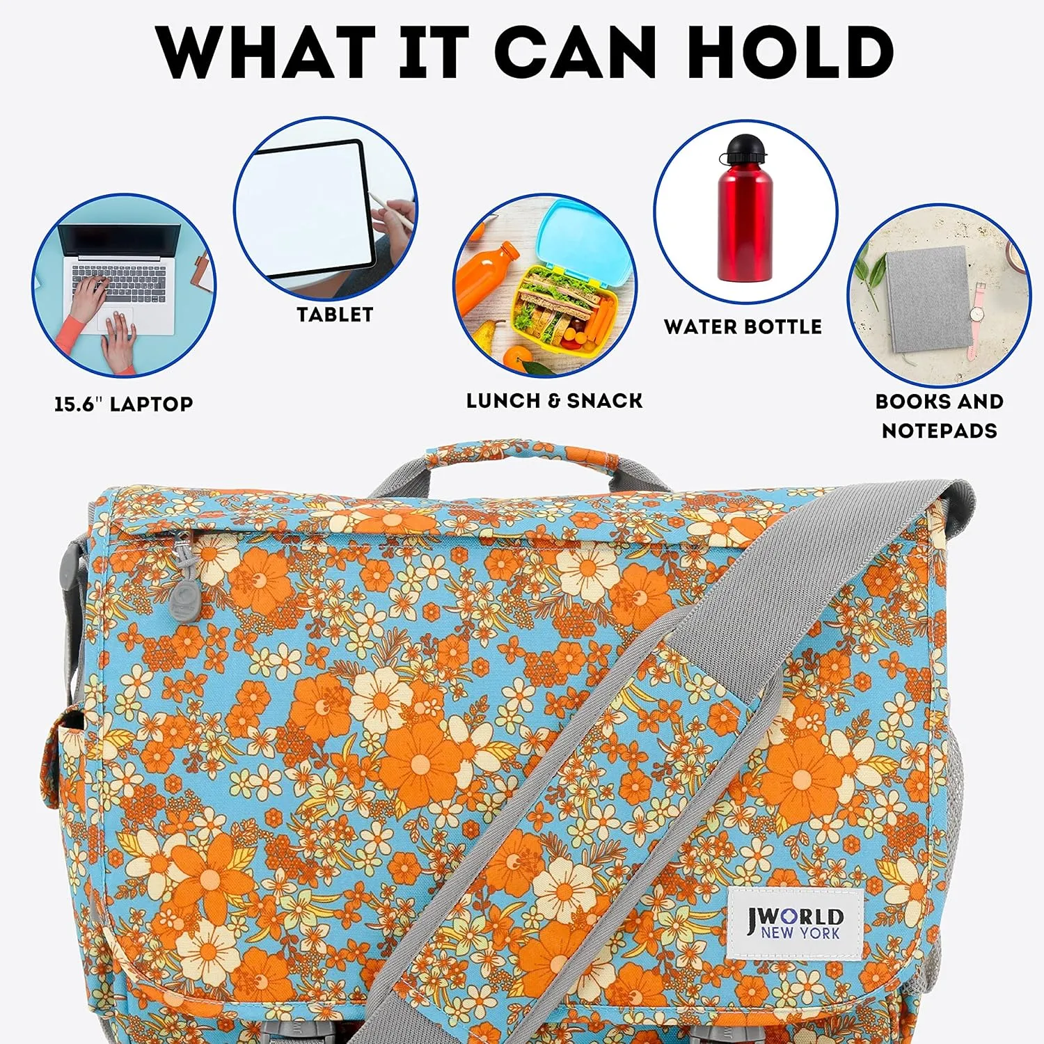 J World New York Thomas Laptop Messenger Bag for Women & Men. Kids Computer Bookbag