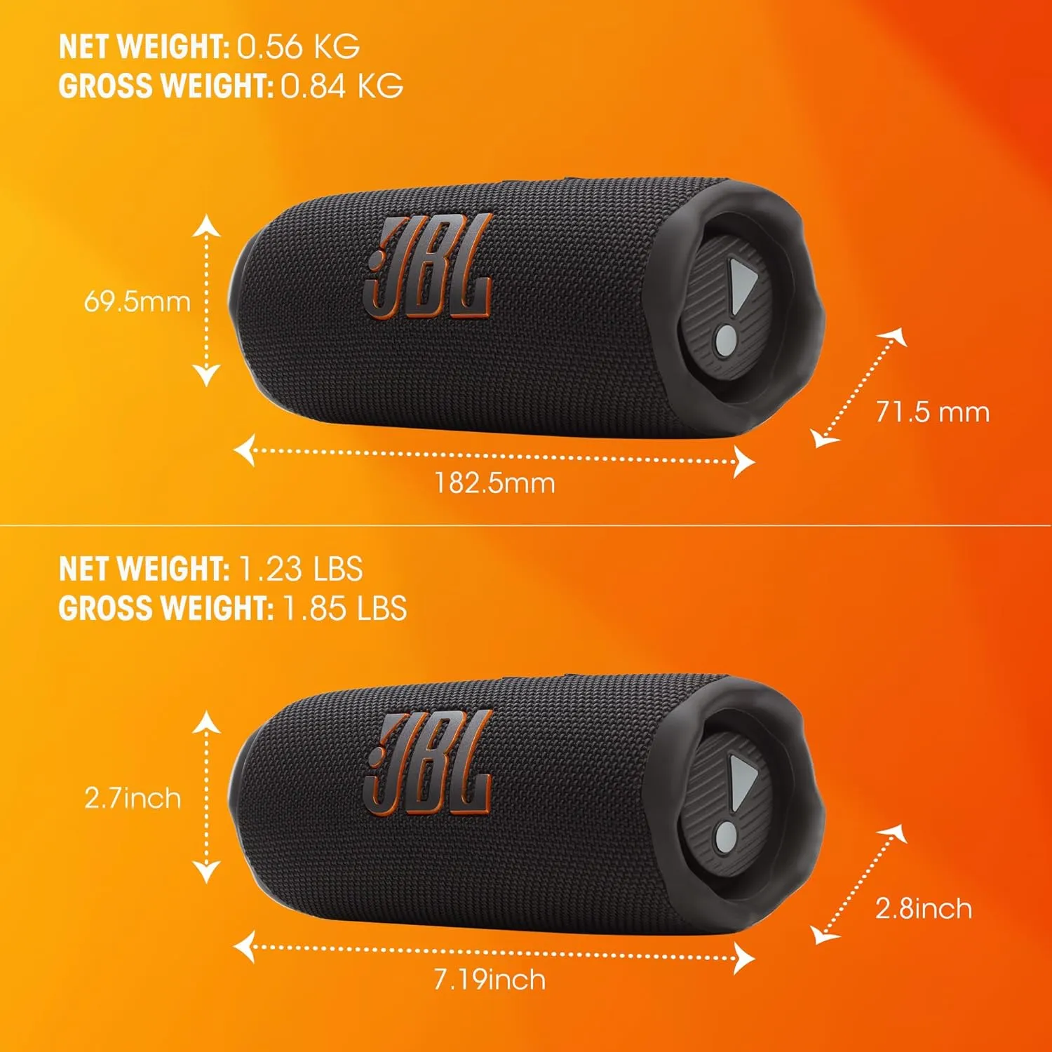 JBL Flip 7 - Portable Waterproof and Drop-Proof Speaker, Bold Pro Sound with AI Sound Boost, 16Hrs of Playtime, and PushLock System with Interchangeable Accessories (Blue)