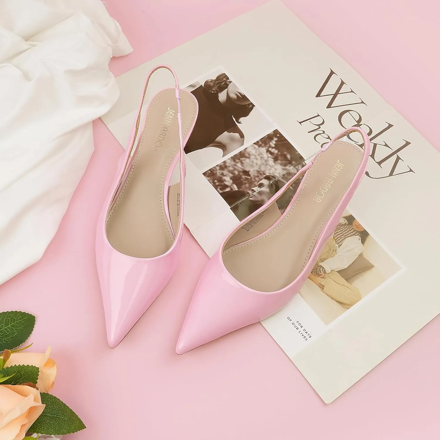 JENN ARDOR Slingback Heels for Women Low Heels Dress Shoes Kitten Pumps Dressy Heeled Sandals Wide Width Fashion Casual Shoes