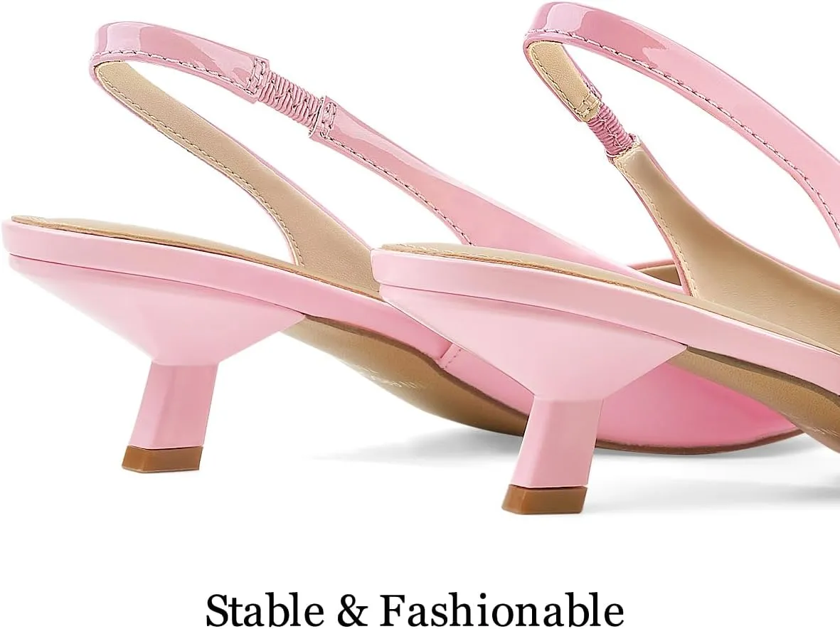JENN ARDOR Slingback Heels for Women Low Heels Dress Shoes Kitten Pumps Dressy Heeled Sandals Wide Width Fashion Casual Shoes