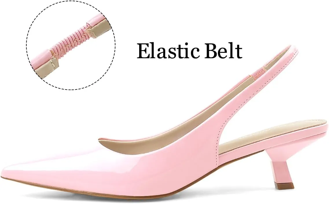 JENN ARDOR Slingback Heels for Women Low Heels Dress Shoes Kitten Pumps Dressy Heeled Sandals Wide Width Fashion Casual Shoes