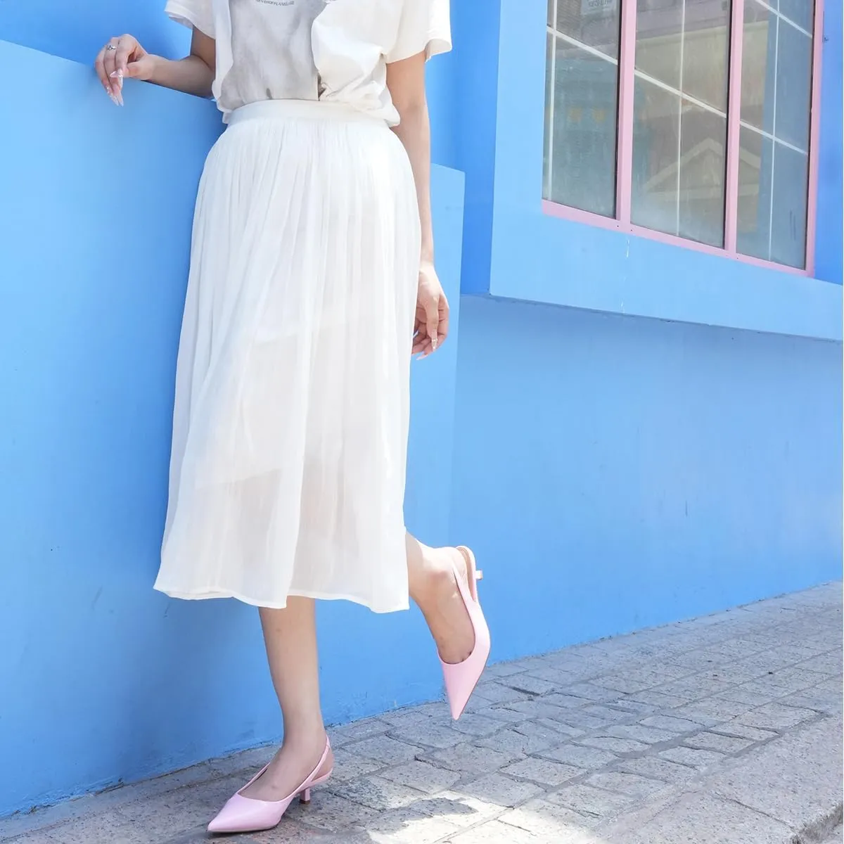 JENN ARDOR Slingback Heels for Women Low Heels Dress Shoes Kitten Pumps Dressy Heeled Sandals Wide Width Fashion Casual Shoes