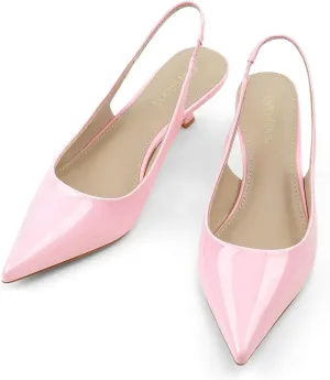 JENN ARDOR Slingback Heels for Women Low Heels Dress Shoes Kitten Pumps Dressy Heeled Sandals Wide Width Fashion Casual Shoes