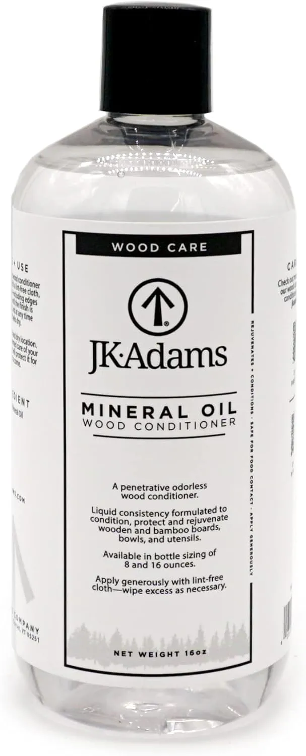 J.K. Adams Cutting Board Butcher Block Care Mineral Oil 16 oz Wood Conditioner Cream, Clear