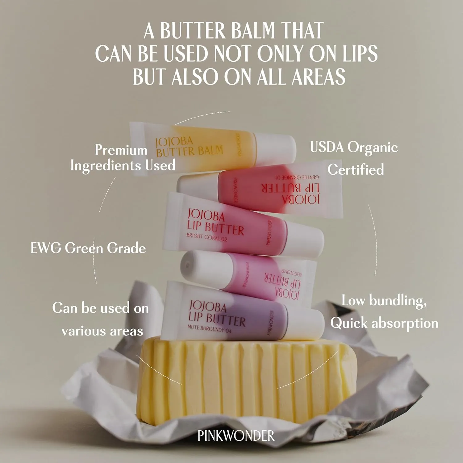 Jojoba Lip Butter (02 Bright Coral) | Hydrating Lip Balm with Organic Jojoba Oil | Non-Sticky Lip Gloss for Dark Lips | Korean Lip Balm