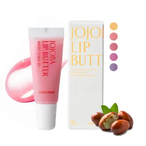 Jojoba Lip Butter (02 Bright Coral) | Hydrating Lip Balm with Organic Jojoba Oil | Non-Sticky Lip Gloss for Dark Lips | Korean Lip Balm