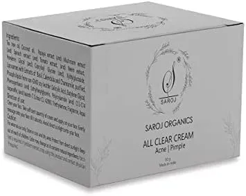 joke Saroj Organics All Clear Cream, 50gm, for Acne, pimples, Acne Scars, Open pores, Anti Acne and Blemishes - for Men and Women