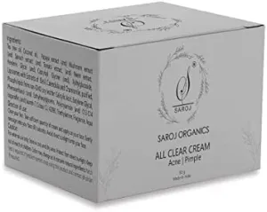 joke Saroj Organics All Clear Cream, 50gm, for Acne, pimples, Acne Scars, Open pores, Anti Acne and Blemishes - for Men and Women