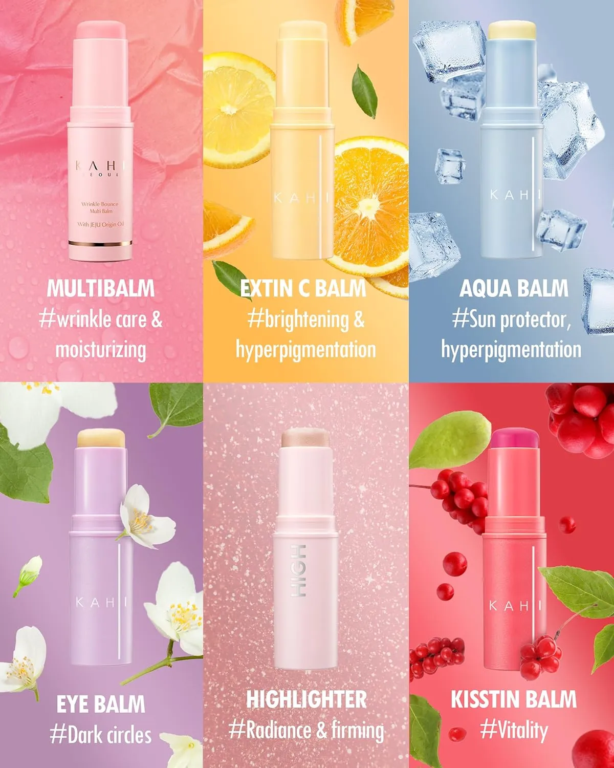 KAHI BALM SERIES | Highlighter Balm stick - Skin-Illuminating Highlighter Makeup Stick | Long-lasting Pink Highlighter Makeup | Korean Highlighter Stick for Aging-Lines Improvement