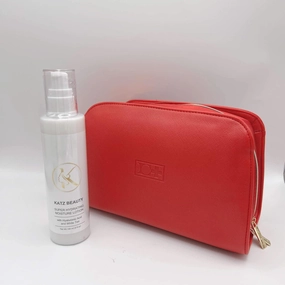 Katz Beauty Super Hydrating Moisture Lotion with Hyaluronic Acid, White Tea, 8 fl oz, Red Cosmetic Bag