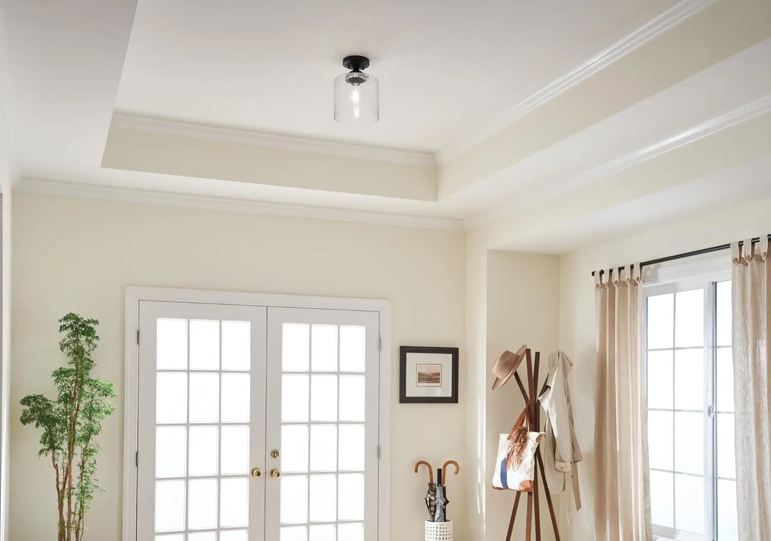 Kichler 44033BK Winslow Semi Flush, 1-Light 75 Watts, Black