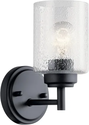 Kichler 45910BK Transitional One Light Wall Sconce from Winslow Collection in Black Finish
