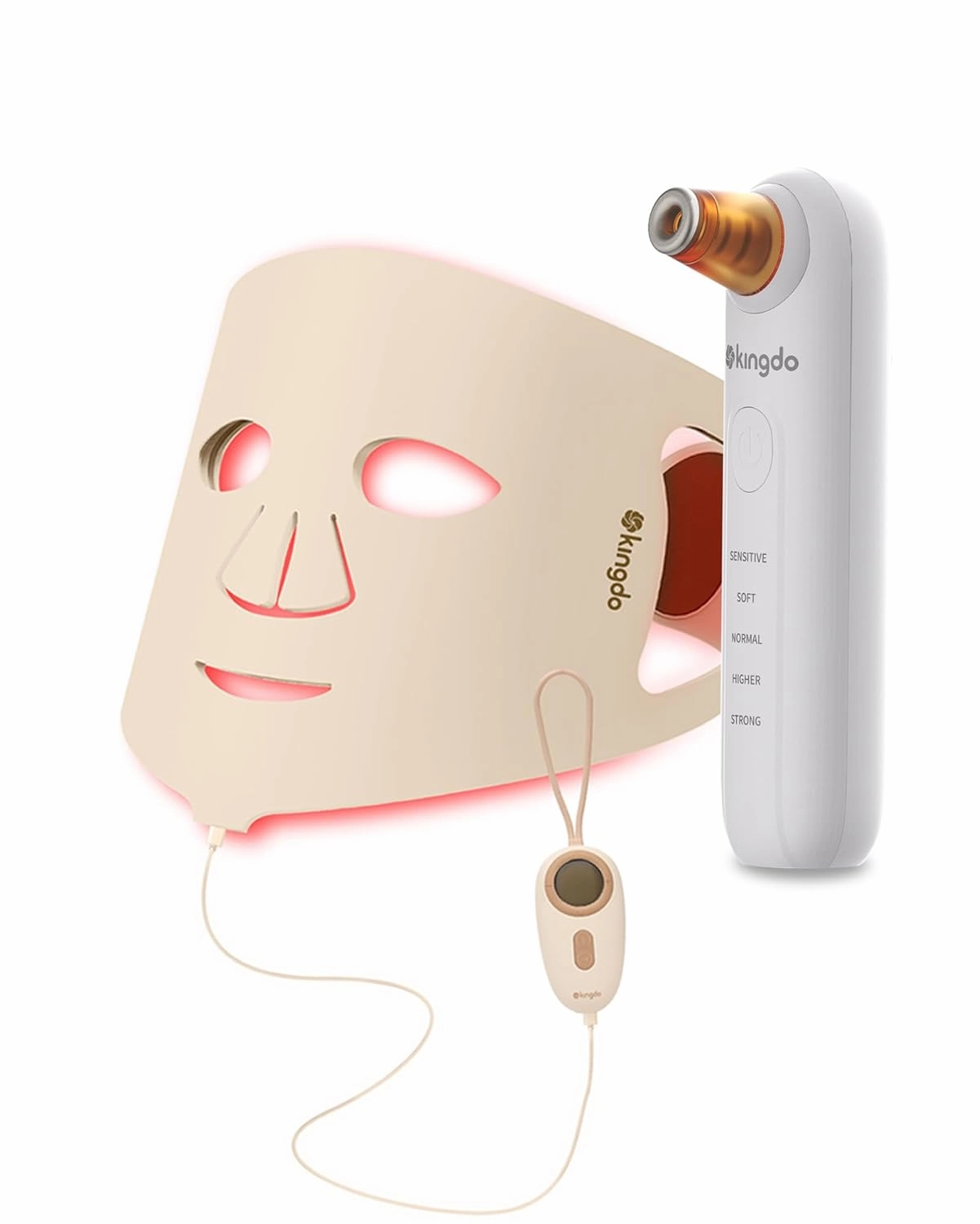 KINGDO 7-Colors LED Face Mask with 2-in-1 Microdermabrasion Machine