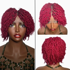 Kinky Twist Wig for Black Women (Wine)