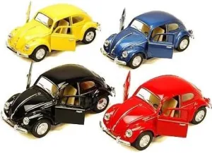 KiNSMART - 1967 Volkswagen Classic Beetle 5 Inch 1:32 Scale Die Cast Metal Model Toy Set Of 4