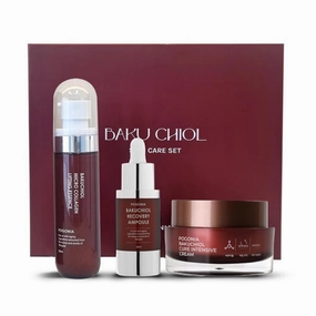 Korean bakuchiol 3-piece anti-aging skincare set, Micro collagen essence Cure intensive serum Cure intensive cream with Centella, Niacinamide, Hydrolyzed collagen, Dexpanthenol for Sensitive skin