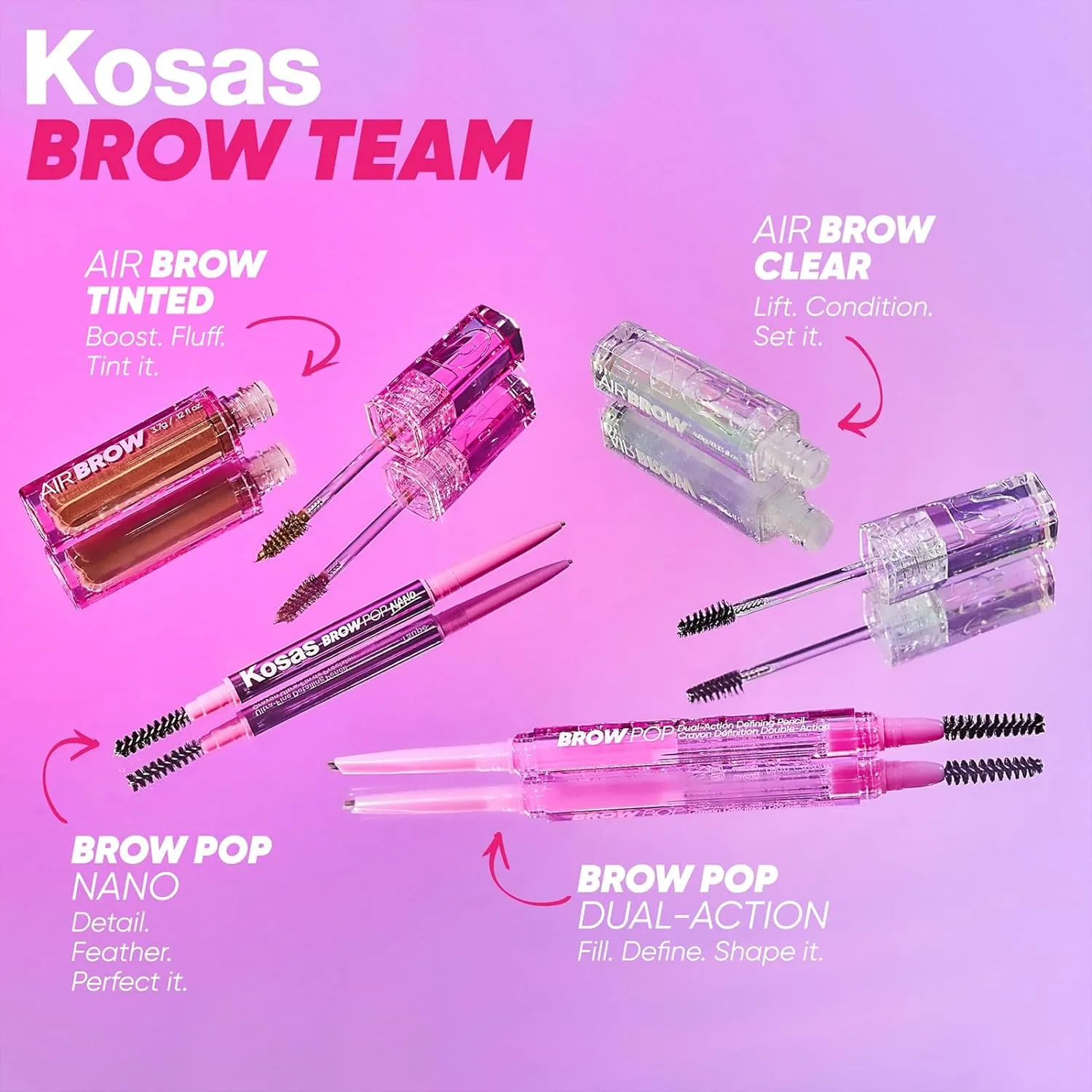 Kosas Air Brow Tinted Gel with Clean, Vegan Ingredients for Fluffy, Full and Healthy Brows, Longwear (Soft Brown)