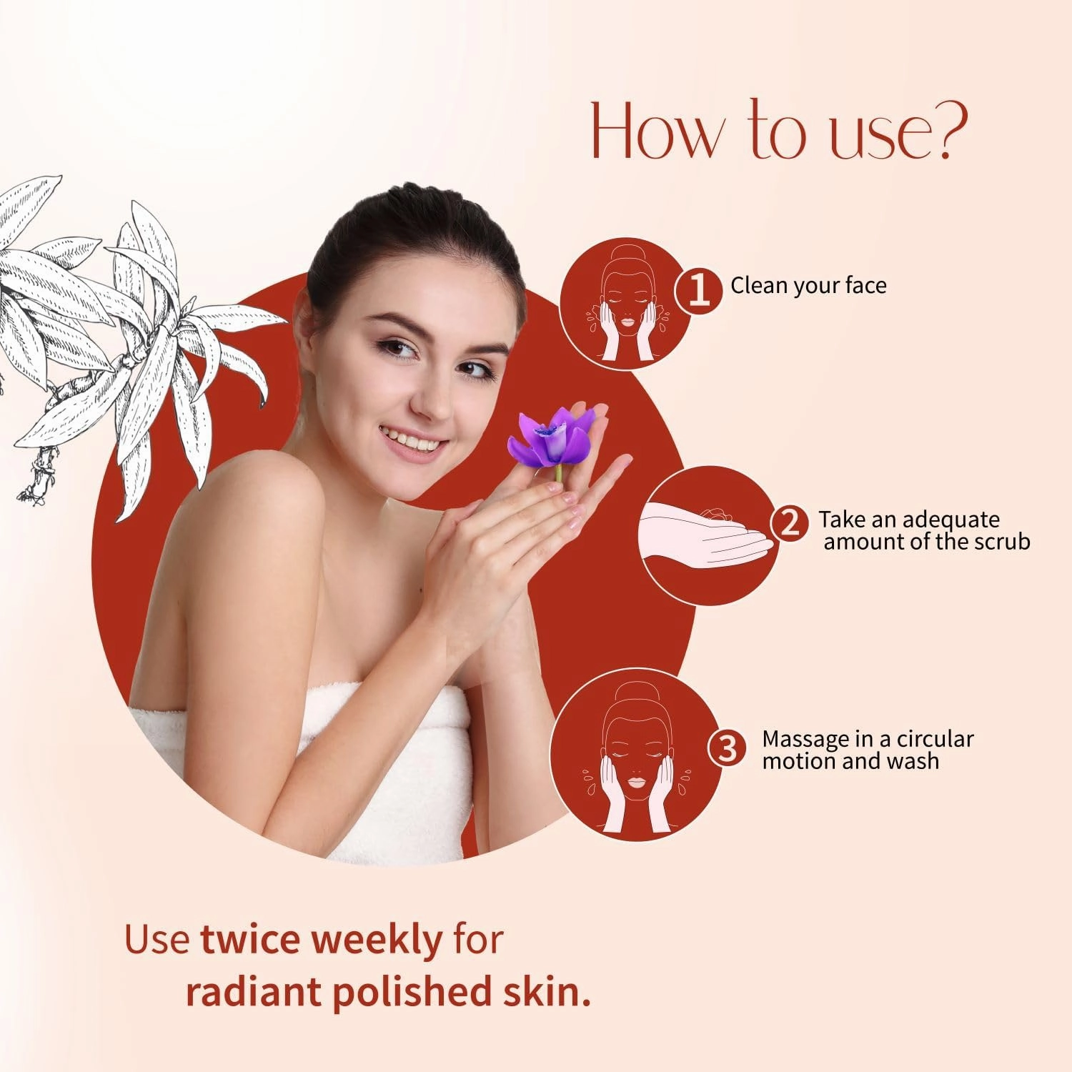 Kunkumadi Face Scrub | Revitalize & Refine Skin Texture | With Walnut, Finest Kashmiri Saffron & Sunflower Extract,Cleanse Impurities (Pack Of 1-50g)