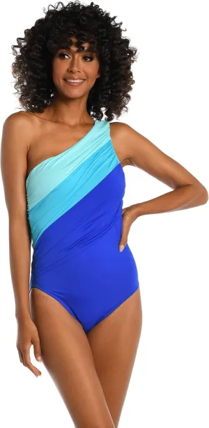 La Blanca Women's One Piece Swimsuit Single Shoulder Tummy Control Bathing Suit