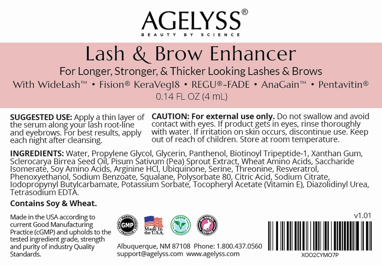 Lash & Brow Enhancer - Deep Conditioning - Lash Volume, Brow Boost, Hair Strengthening - Paraben-Free, Cruelty-Free, Vegan - .14 FL OZ - Pack of 6