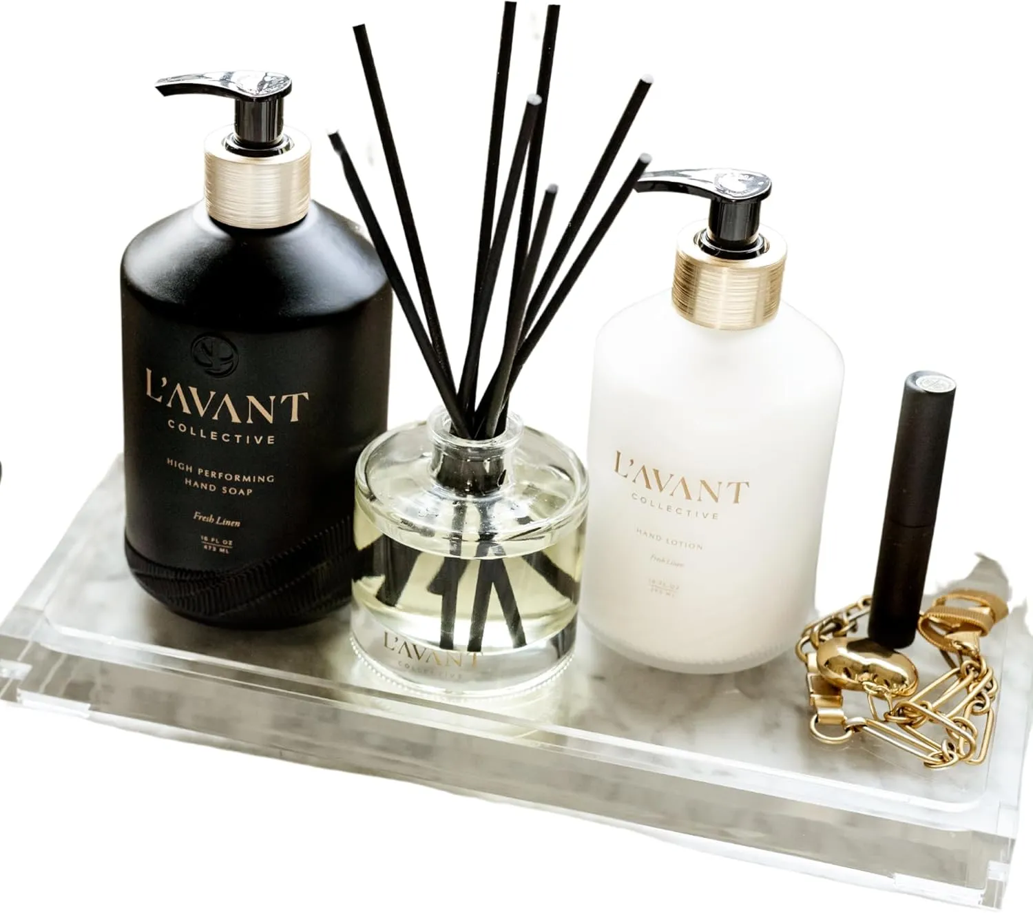 L'AVANT Collective Large Luxury Lucite Tray | Real Luxurious Vanity Tray Coffee Table Soap Tray Kitchen Sink Organizer Home Decor Gifts Bathroom Kitchen Vanity Dresser 12" x 6"