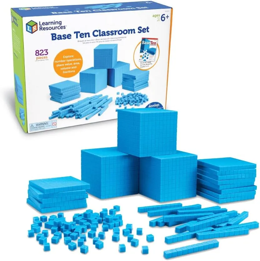 Learning Resources Plastic Base Ten Class Set & View-Thru Geometric Solids - 600 Pieces, Ages 6-11, Math Teacher Supplies