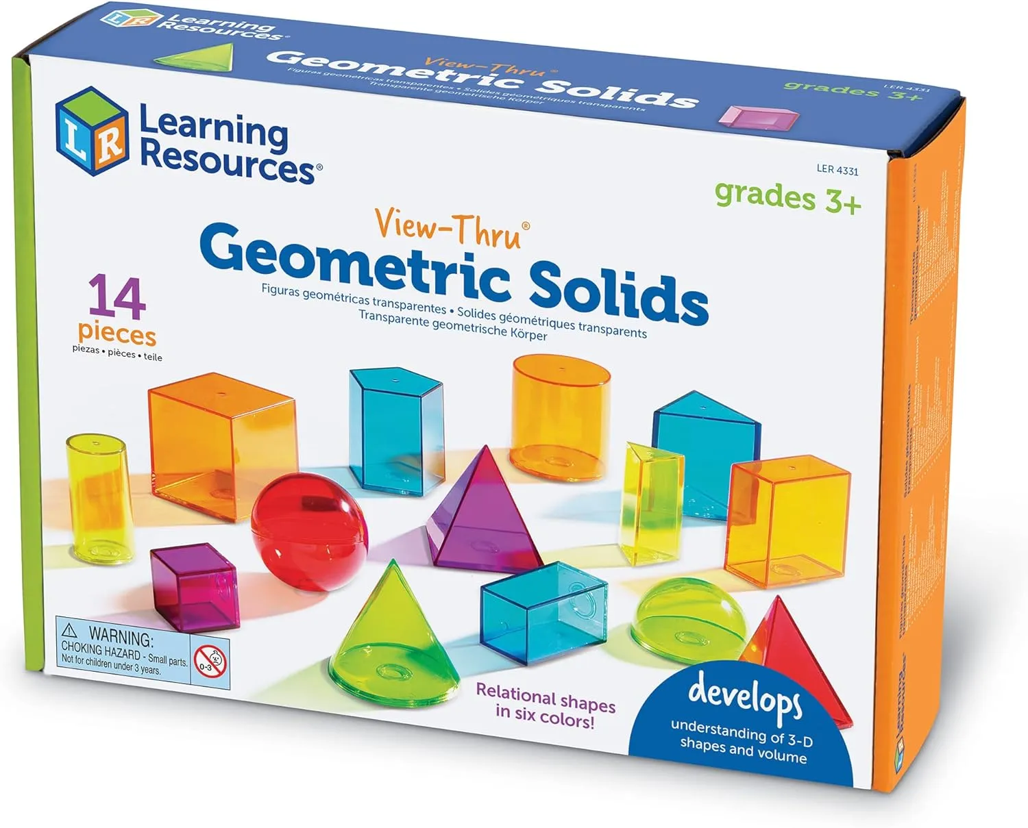Learning Resources Plastic Base Ten Class Set & View-Thru Geometric Solids - 600 Pieces, Ages 6-11, Math Teacher Supplies