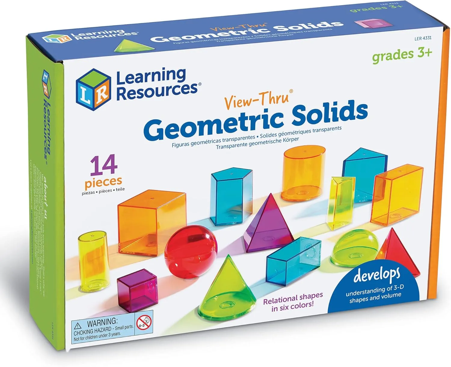 Learning Resources Plastic Base Ten Class Set & View-Thru Geometric Solids - 600 Pieces, Ages 6-11, Math Teacher Supplies