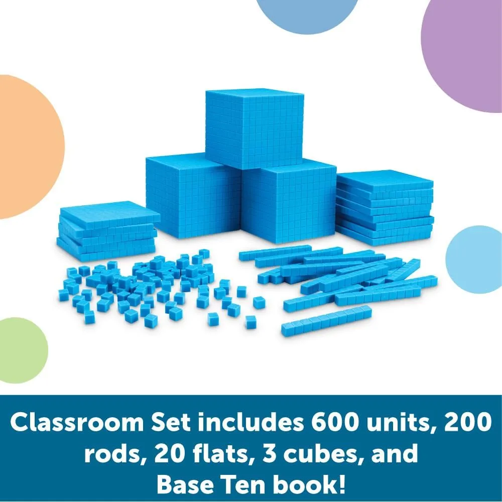 Learning Resources Plastic Base Ten Class Set & View-Thru Geometric Solids - 600 Pieces, Ages 6-11, Math Teacher Supplies
