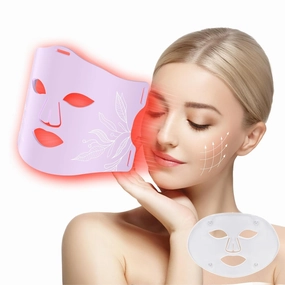 LED Face Mask Light Therapy with Gel Ice Pack, 8-1 Colors Facial Skin Care Device, 260 LEDS with NIR for Anti Aging, Wrinkles