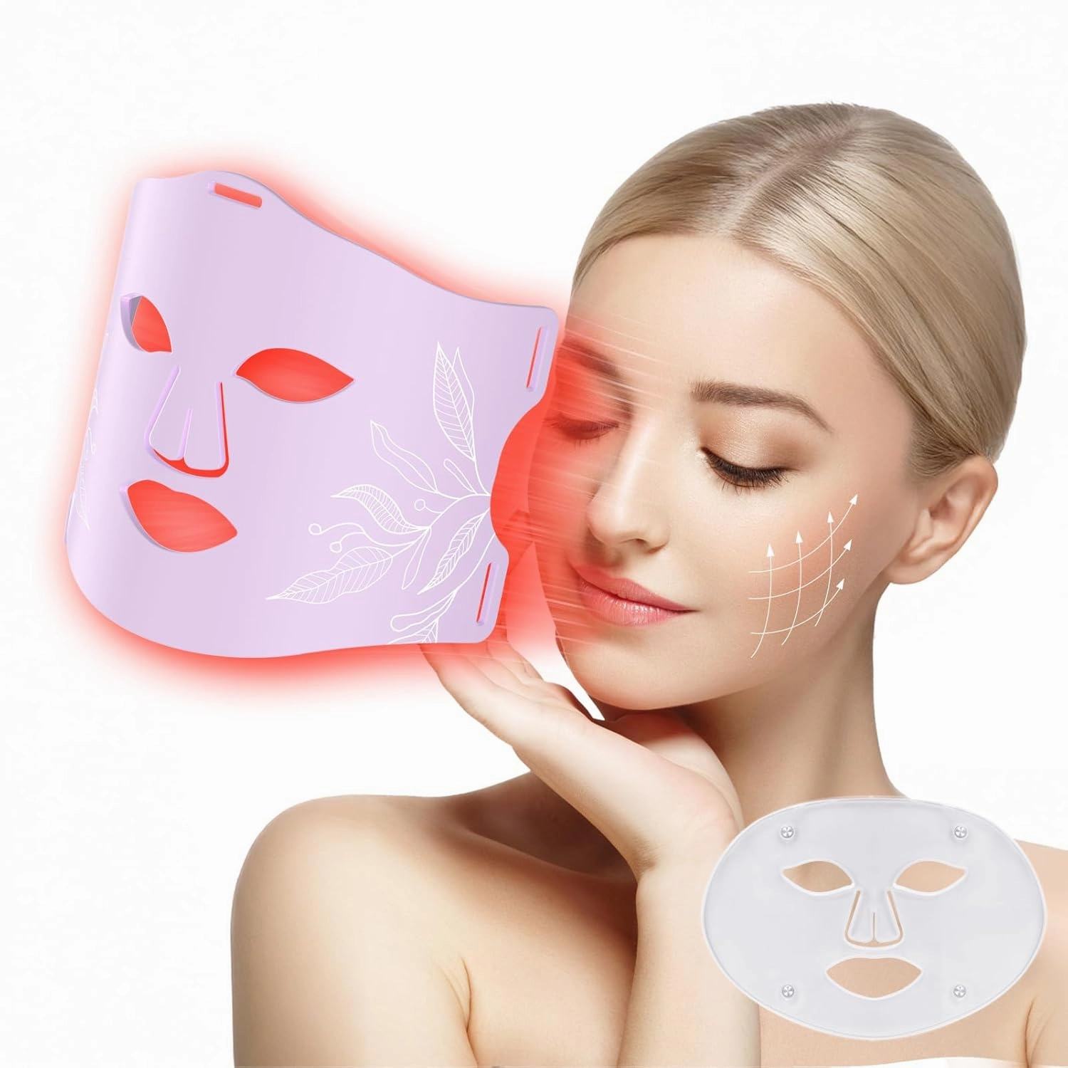 LED Face Mask Light Therapy with Gel Ice Pack, 8-1 Colors Facial Skin Care Device, 260 LEDS with NIR for Anti Aging, Wrinkles
