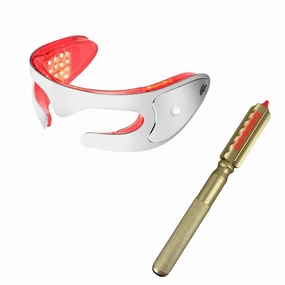 LED Red Light Therapy Eye Device, 3 Modes Red Light Eye Mask with Multi-Frequency Vibration   Red Light Therapy Massager Stick for Body and Face