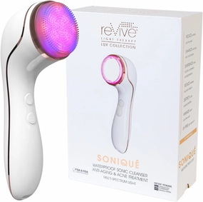 LED Technologies Lux Collection Soniqué Sonic Facial Cleansing Brush with Red & Blue Light Therapy, Reduces Appearance of Acne & Wrinkles